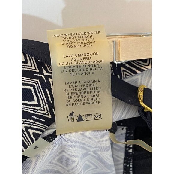 Bleu Rod Beattie Swimsuit Top Halter Strap Black, White & Gold Women’s Size 4 - Picture 9 of 9